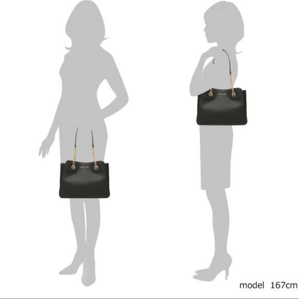 MICHAEL KORS TEAGEN LG LONG DROP SATCHEL BLACK - Picture 16 of 16